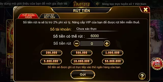 Mẫu rút tiền IM99.com