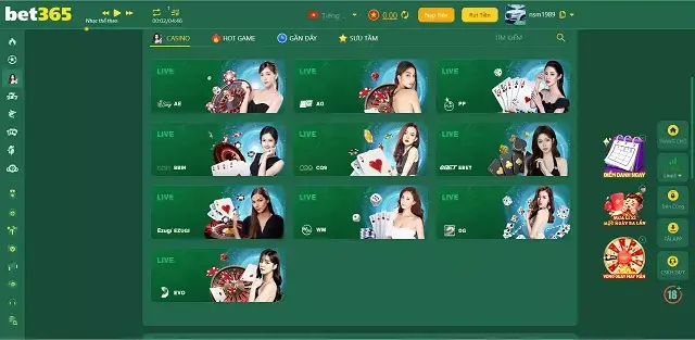 Bet365 3676.com cung cấp nhiều Casino uy tín