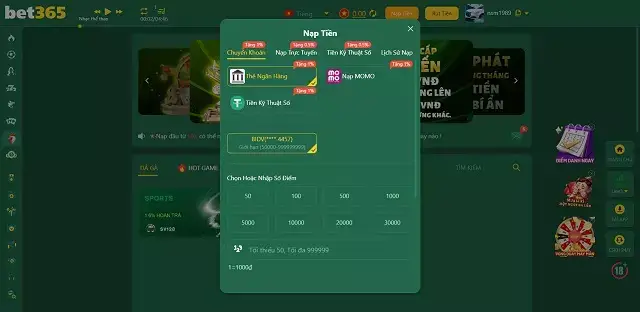 Nạp tiền Bet365 3676.com