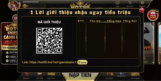 Hot99.Live có nhiều chương trình tặng Code