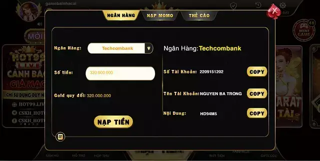 Rút tiền Hot99.Live chưa nhanh