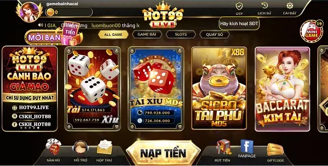 Giao diện web tuyệt đẹp của Hot99 Live