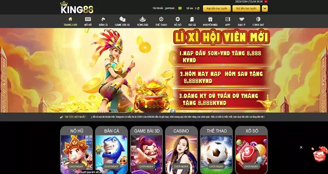 Giao diện nhà cái king688