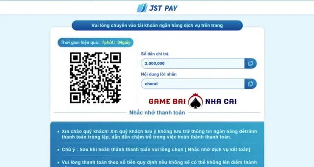 Gửi tiền W88 bằng quét QR